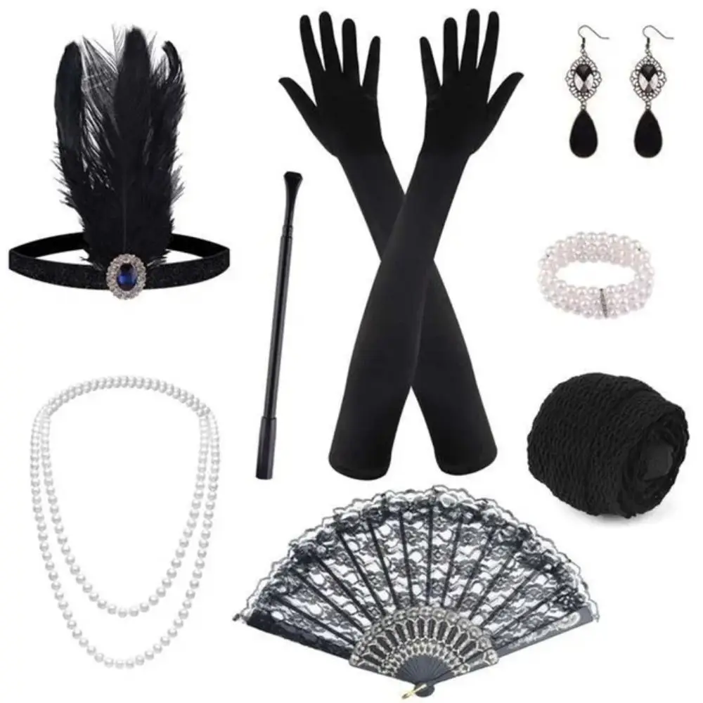 Accesorios para el cabello para Cosplay, diadema de plumas para fiesta de Gatsby, disfraz Vintage, banda para el pelo, F