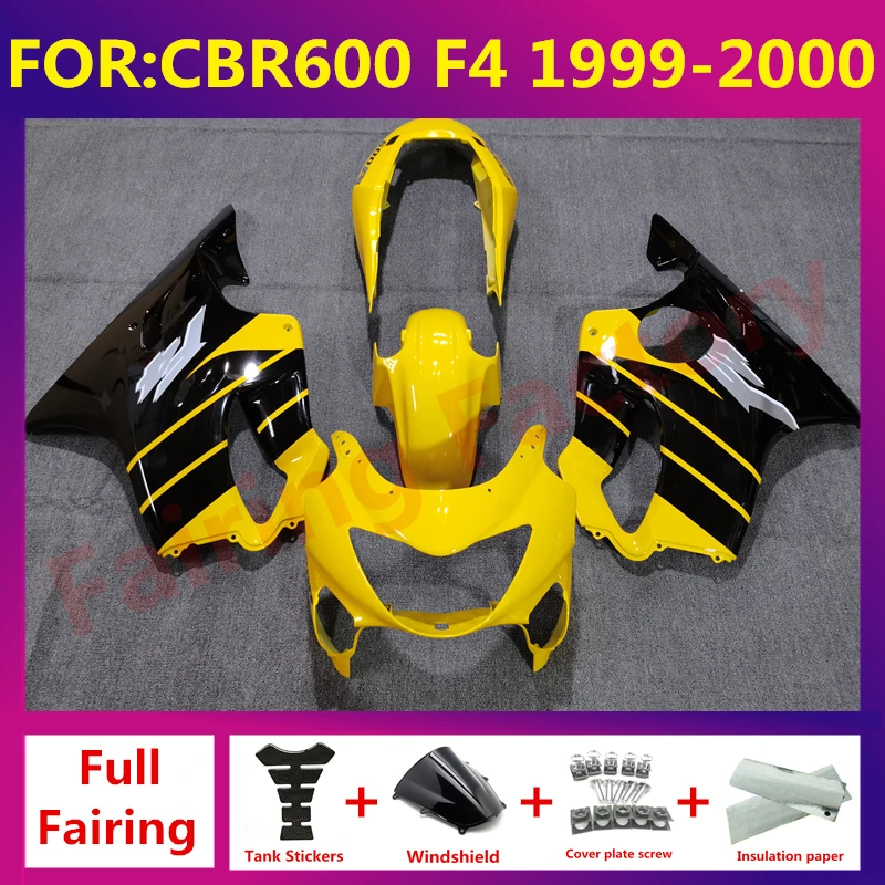 

NEW ABS Motorcycle Injection mold Fairing kit fit For CBR 600 CBR600 CBR600F F4 1999 2000 Bodywork fairings Kits yellow black