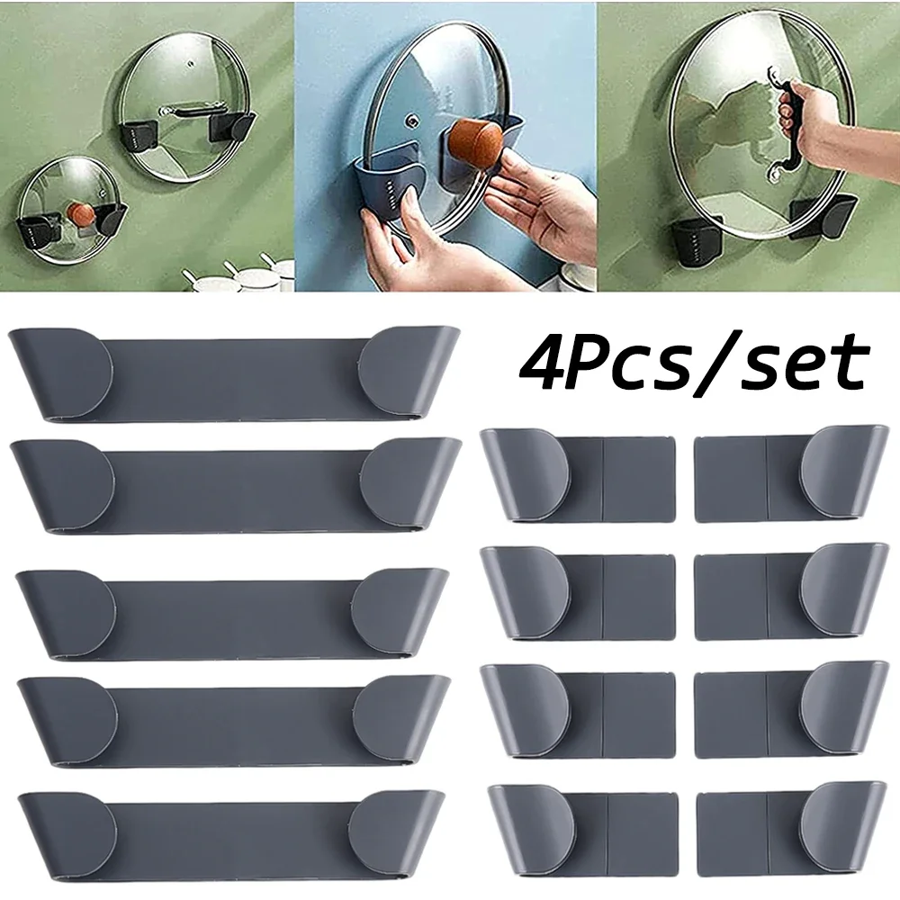 Lot De 3 Supports Muraux Pour Couvercles De Casseroles - En ABS, Distance Réglable, Fixation Adhésive