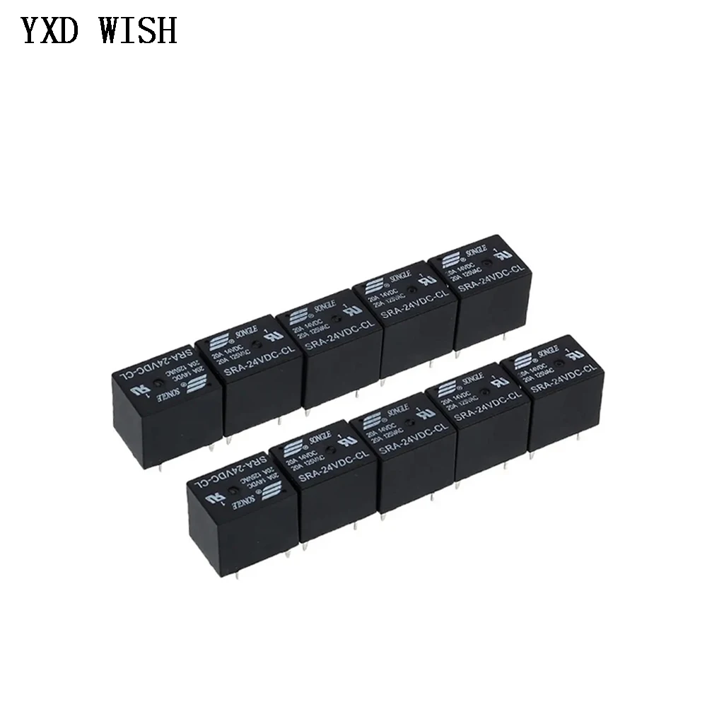 Relé Preto Eletrônico do Poder do Automóvel de Faça Você Mesmo tipo do Pwb 5v 12v 24v 20a Sra05vdc-cl Sra12vdc-cl Sra24vdc-cl 5pin 100 Peças