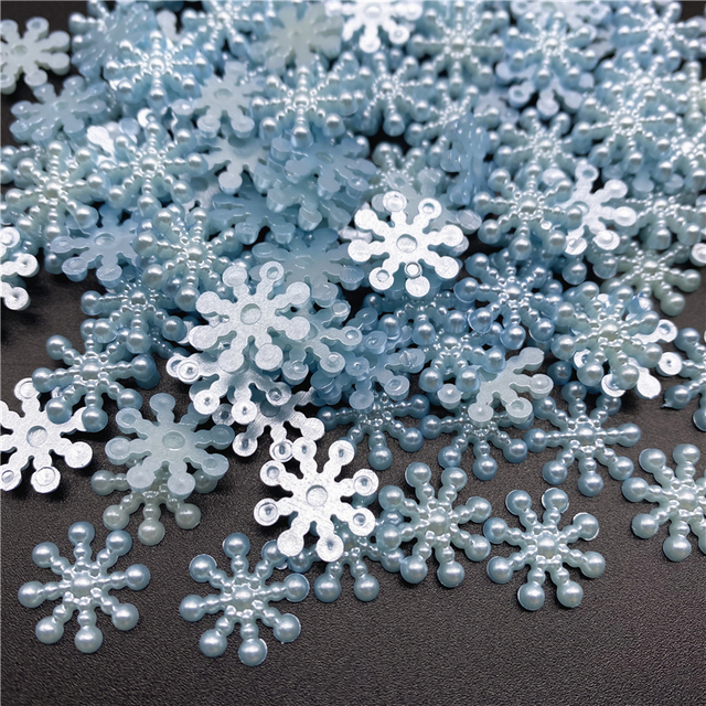 15mm White Ivory Snowflake Shape Beads Craft Imitation Pearls Flatback For Art Scrapbooking DIY Decoration