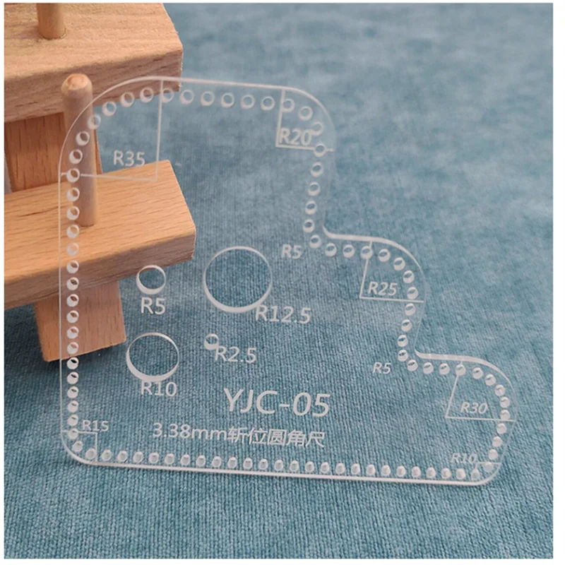 Leather Craft Template Sewing Template 1Pcs Leather Craft Acrylic Perspex Cutting Circle Corner Stitching Stencil Template