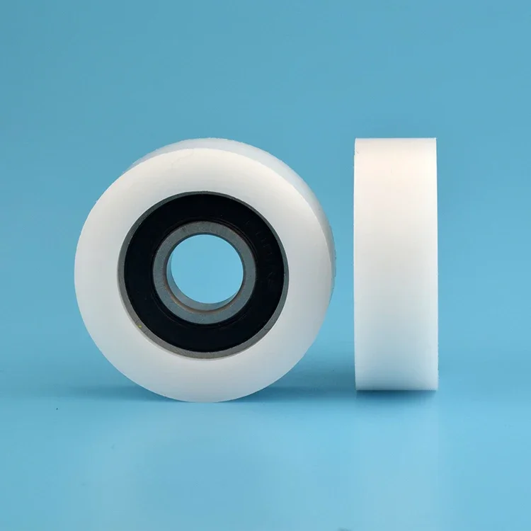 1pc 6001rs bearing pulley 6001zz plastic covered flat wheel roller pressure wheel POM nylon guide