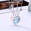 3pcs Stitching Heart Colorful Sequins Magnetic Pendant Necklace Stitching Fashion Simple Design Daily Casual Friendship Jewelry 1