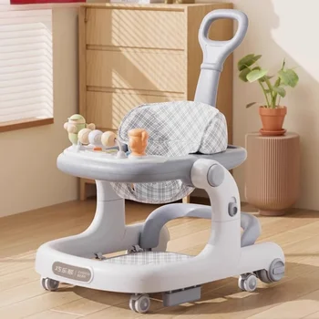 Adjustable Baby Walker with 6 Height Settings Anti-Tip Activity Center for 6-18 Month Olds Learning Walking Trainer Music Lights 1