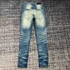 men ripped leather patch distressed mx1 indigo jeans 2