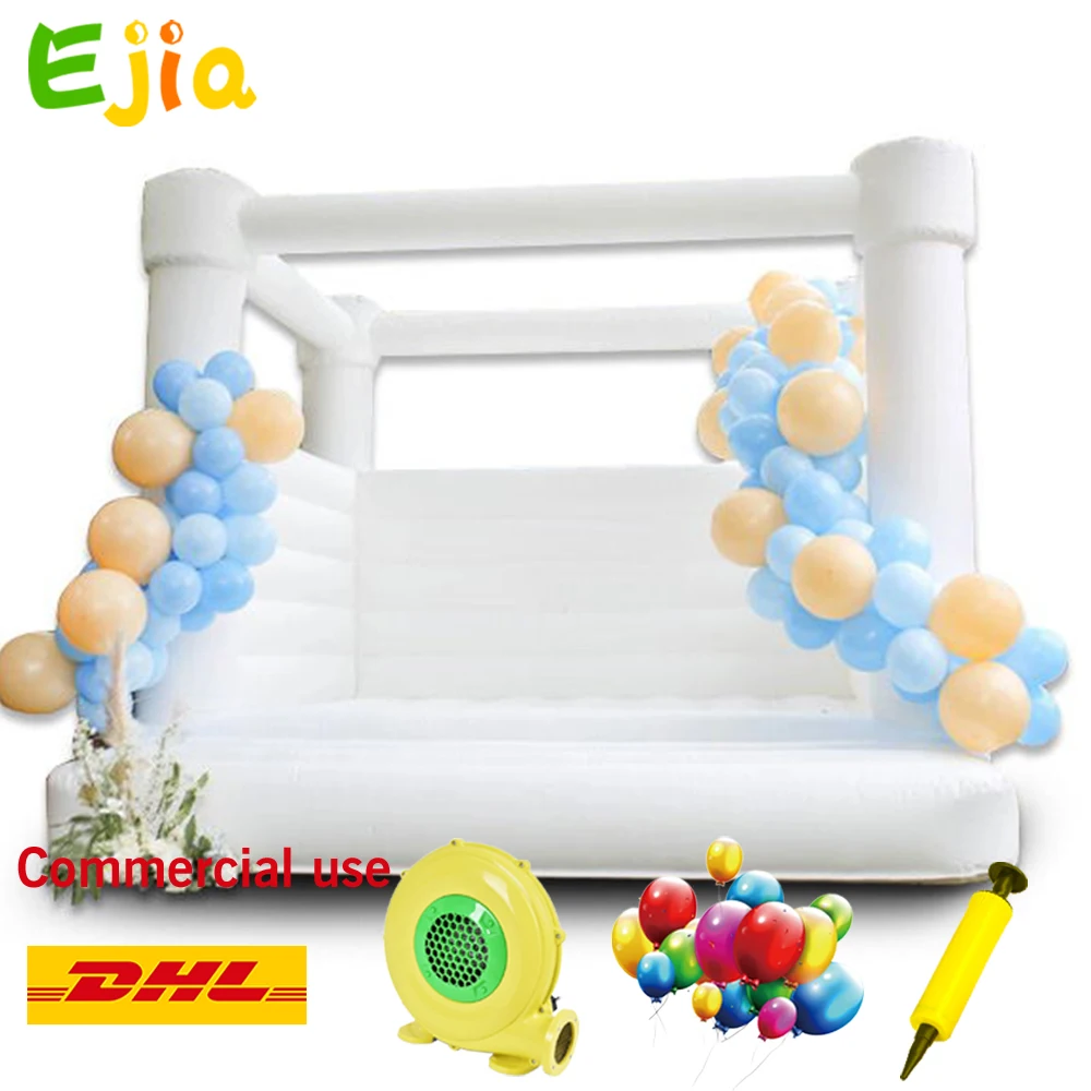 

10/13/16 FT White PVC Inflatable Wedding Bouncer Castle /Moon Jumping Bed Bounce House With Air Blower For Fun Inside Outdoor