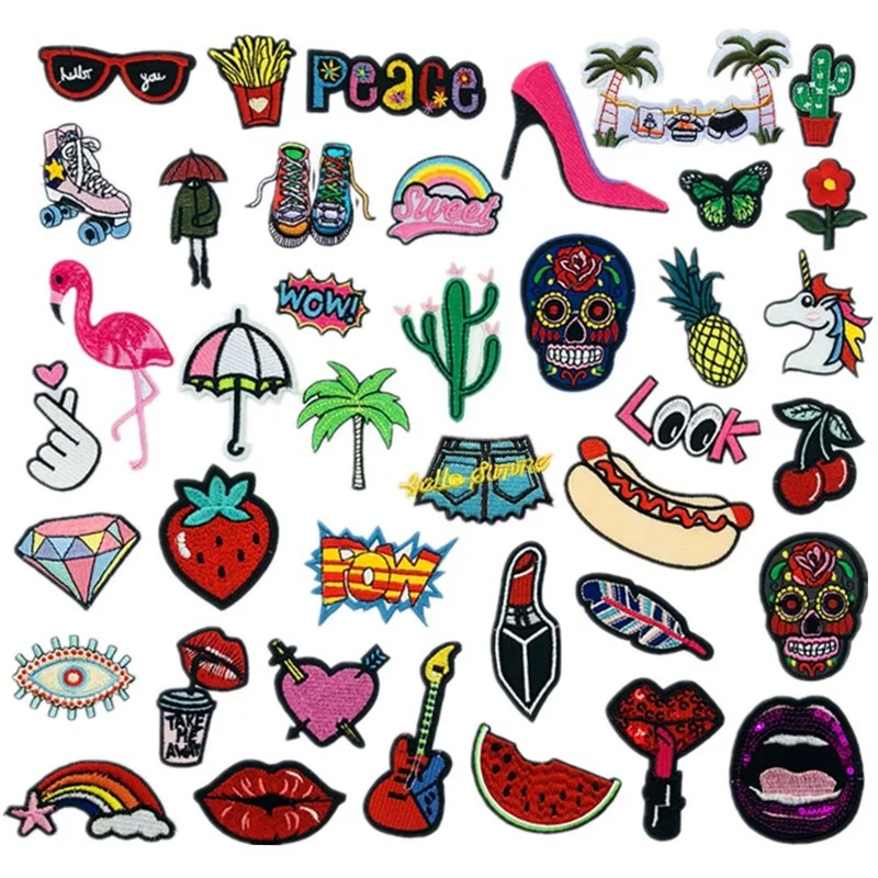 

Pink Cool Cactus DIY Patches Embroidery for T-Shirt Iron on Appliques Clothes Jeans Stickers Badges Apliques Para Ropa