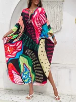 Plus Size Women Floral Print Kaftan Dresses Plus Size Swimsuit Coverup Summer Bathing Suit Caftan Loungewear Beach Dress - Image 3
