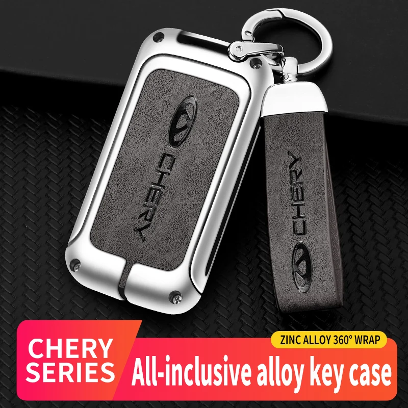 B Car Remote Key Case Cover Protective Keychain zincalloy PU leather For CHERY Tiggo 8 Tiggo 7 FLY 19 Tiggo 5X keys accessories