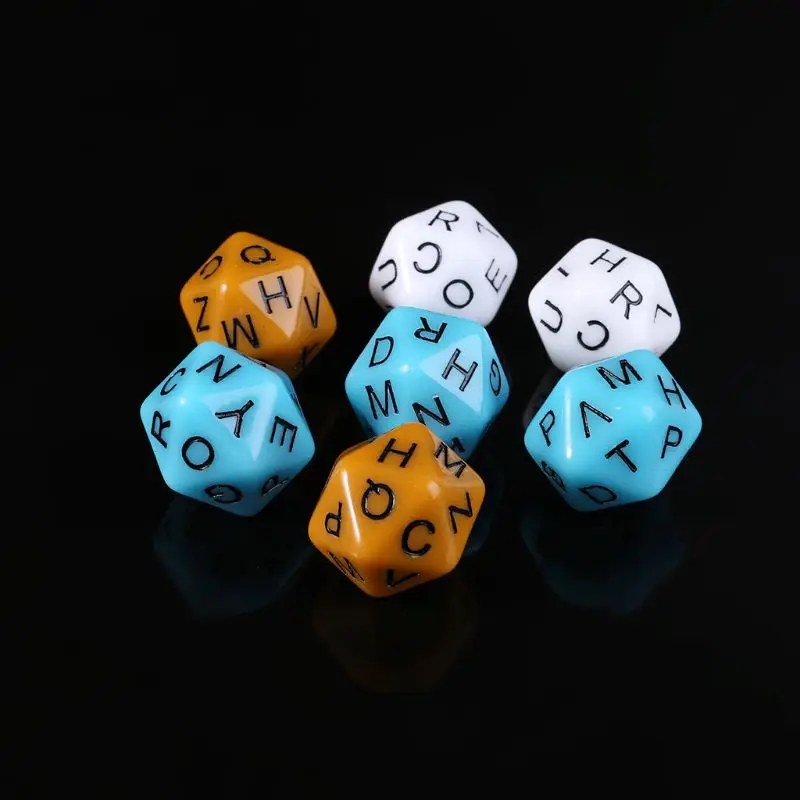 YD61 7pcs/set 20-Sided D20 English Alphabet Letters Dials Board Game Accessories For