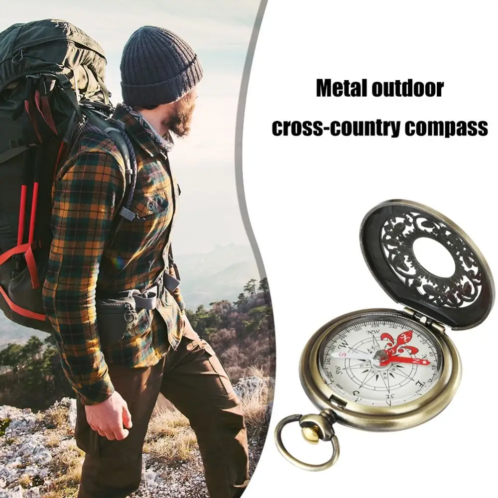 Retro Pocket Watch Design Gift Outdoor Tools Portable Compass Vintage Bronze Compass Outdoor Hiking Navigation