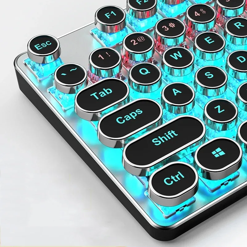 

Steampunk Gaming Mechanical Keyboard 104 KeysAnti-ghosting RGB Backlight Black/Blue Switch Wired keyboard for Desktop Laptop