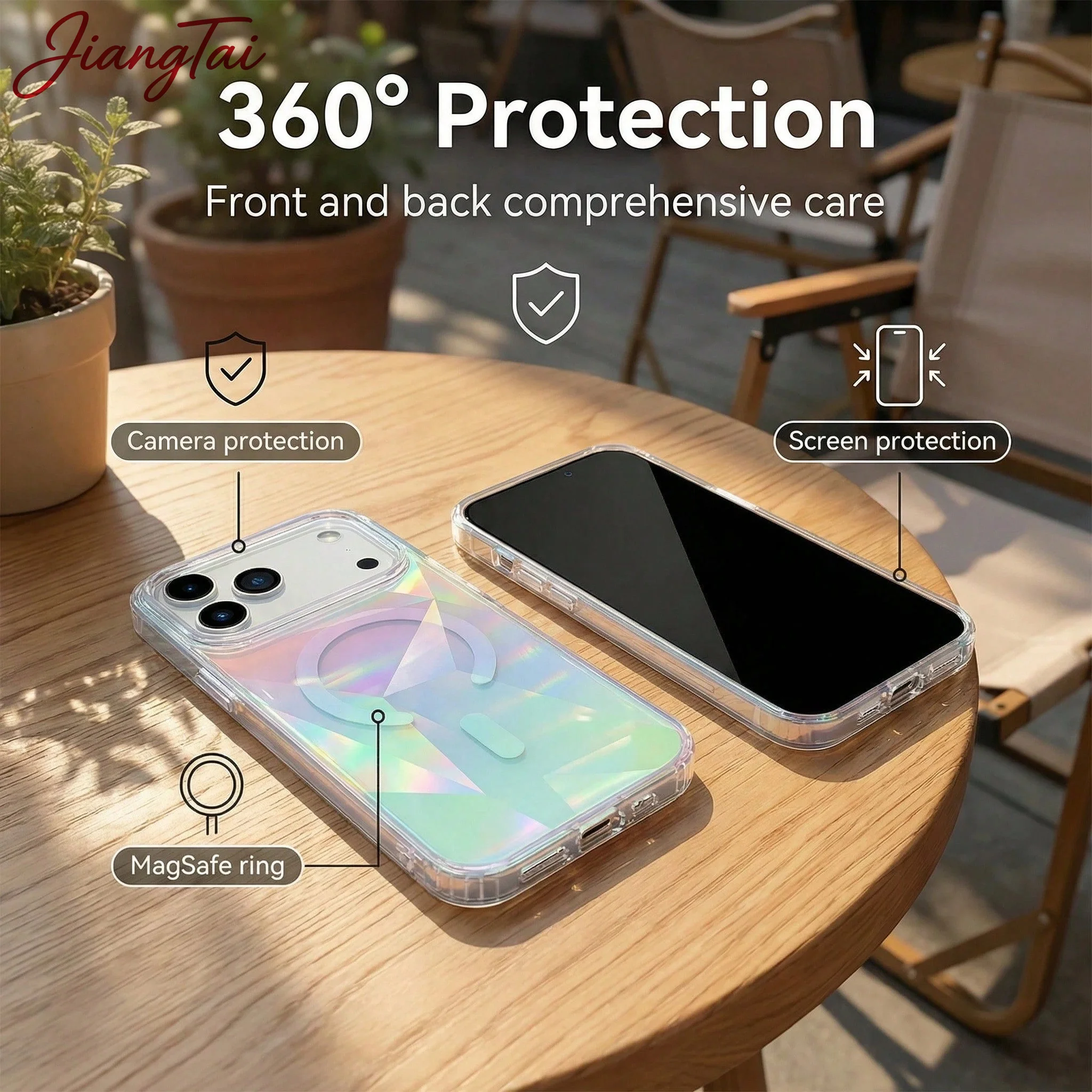 Gradient Rainbow Plated Scratch Resistant Magnetic Phone Case