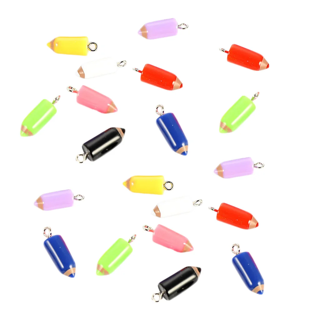 

20pcs Diy Pendant Charms DIY Resin Pendants Cartoon Pencil Tip Charms Jewelry Crafts Making Accessories (Random Mixed