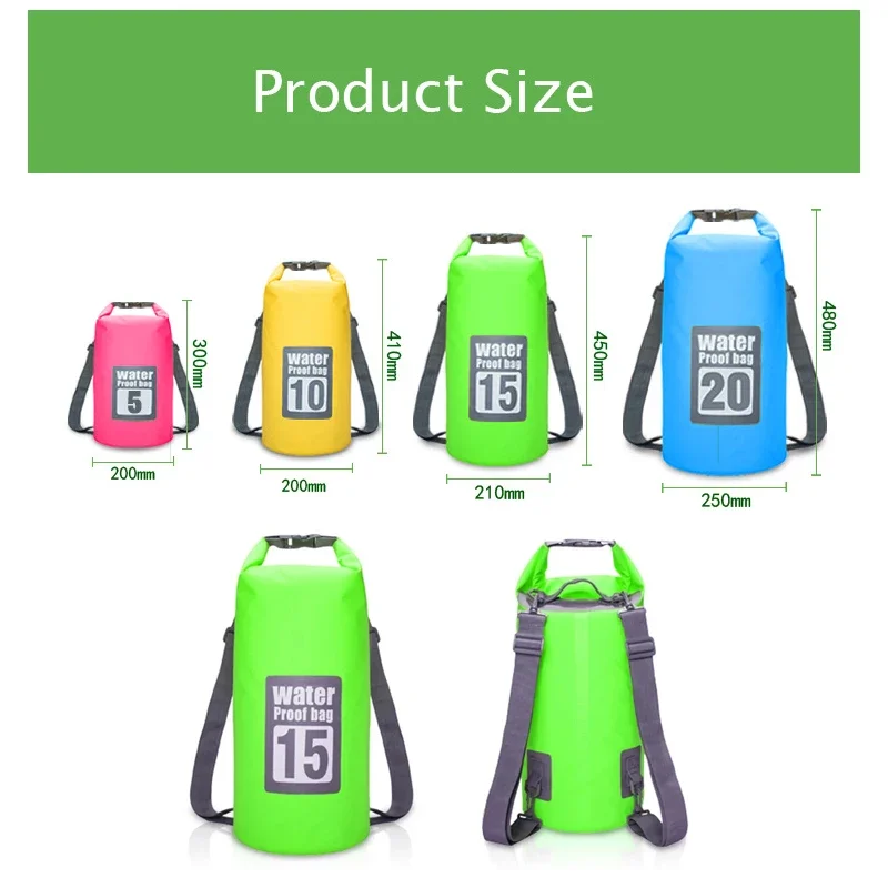 Waterproof Dry Bag Backpack 5L/10L/15L/20L/30L Waterproof Swimming Bag for Kayaking Hiking Boating Camping Outdoor Sport