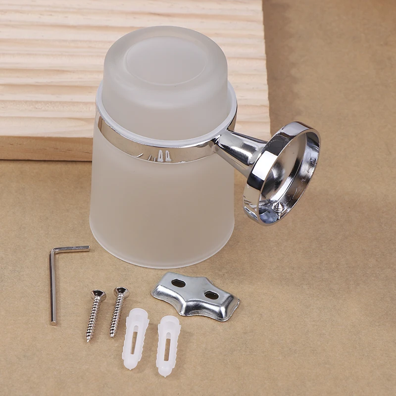 Bathroom Modern Wall-Mounted Toothbrush Holder Glass Cup Tumbler Frame Bathroom Storage Organizer Tooth Brush Cup Tools Washroom