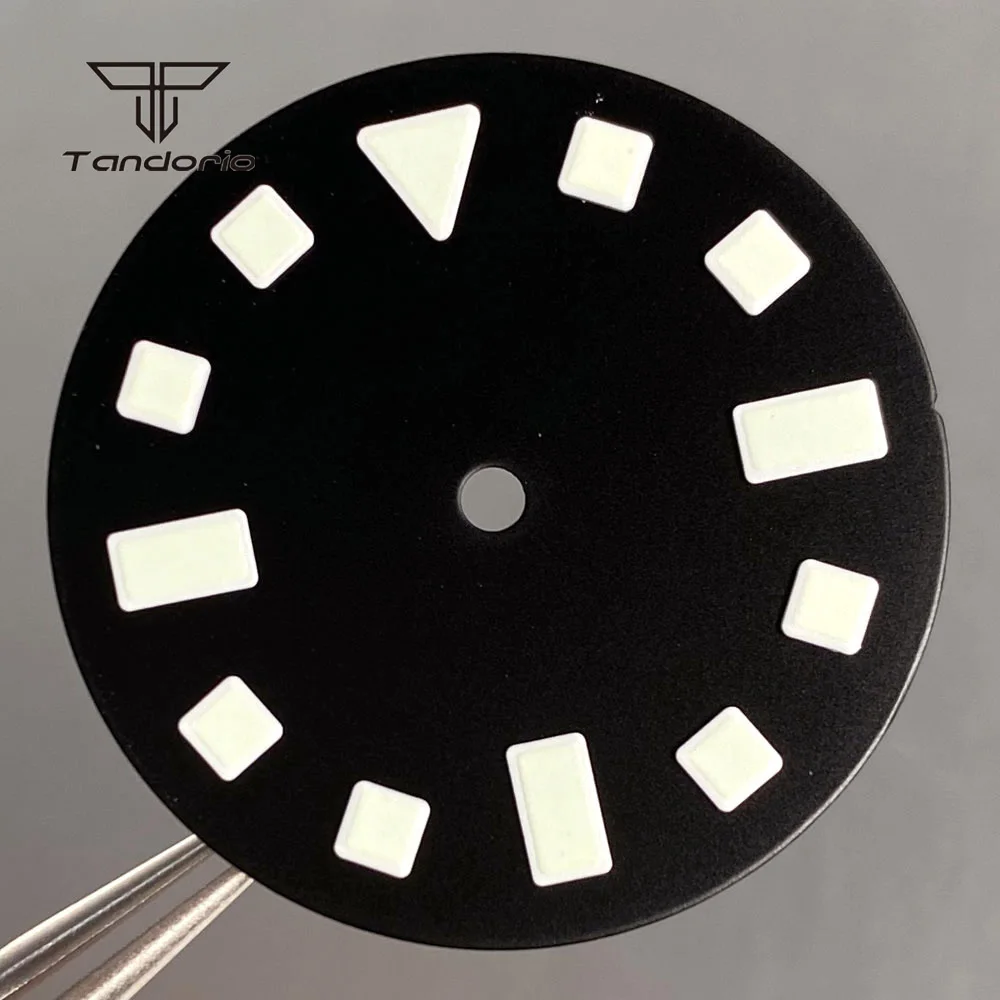 Matte Finish 29mm Watch Dial with Green Luminous Details in Blue/Black/Green