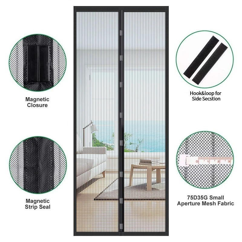 Magnetic Anti-Mosquito Net Invisible Ventilate Anti Bug Fly Mouse Home Door Window Screens Automatic Closing Curtains Cover