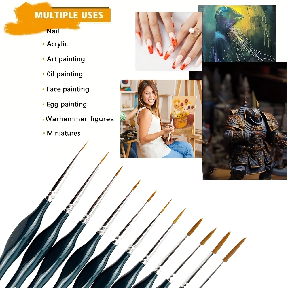 Detail Paint Brushes Set for Tiny Tip Acrylic and Watercolor Painting - Professional Artist Supplies for 40k Miniatures and Face 5