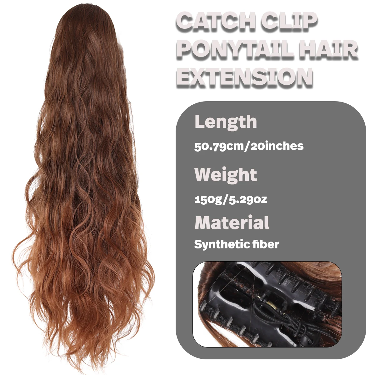 Synthetic Ponytail Hair Wig with Water Wave Curl Style European Women's Hairpiece Easy to Wear And Maintain for Natural Look