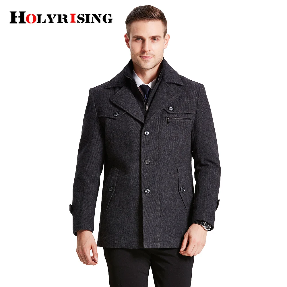 Men's Wool Coats & Jackets Winter Mens Casual Warm Outerwear Jacket Overcoat Pea Coat holyrising #18092