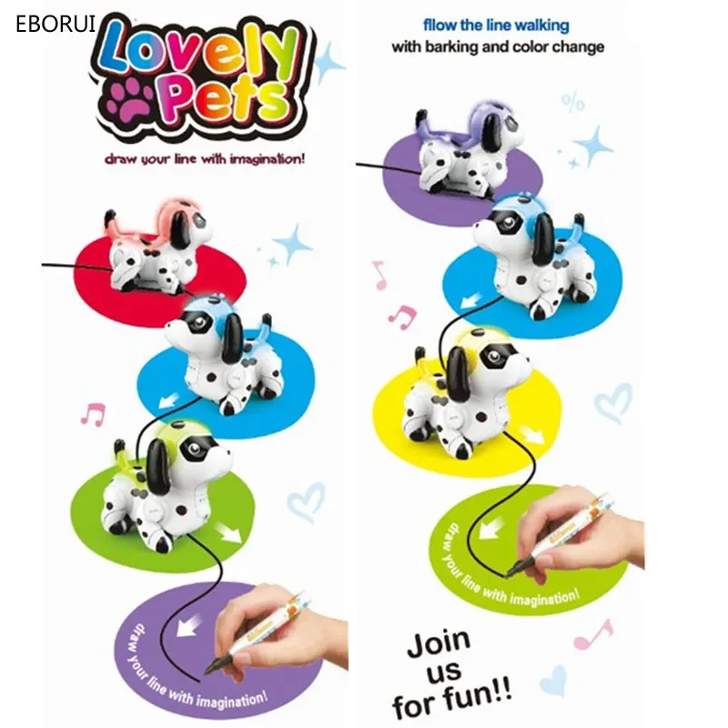 EBORUI 614 Kids Magic Inductive Dog Model Toy [Follows Black Line] with 5 Changeable Colors +Black Pen Magic Toy Gift for Kids 4