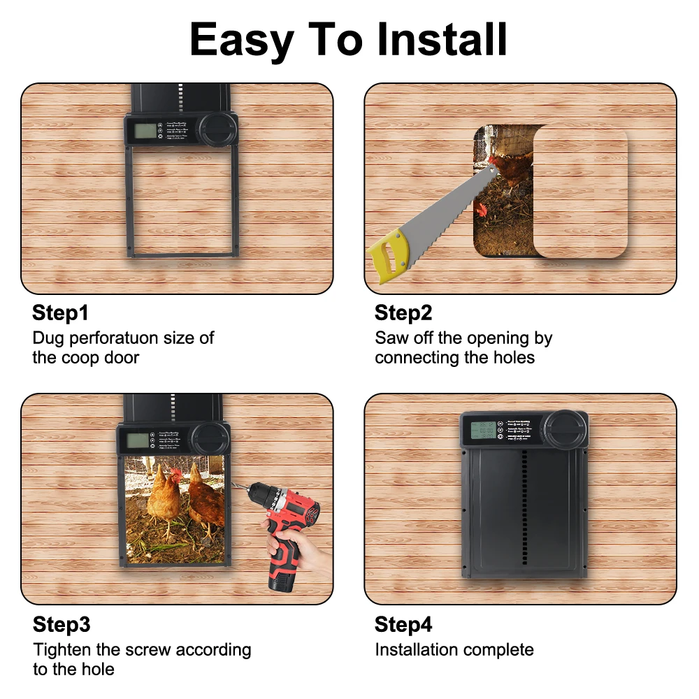 Chicken Coop Door, Chicken Coop Door Opener | Safety Gate Retractable Door Small Pet Supplies LCD Display Controlled Open Anti-Pinch Function Automatic Chicken Coop Door