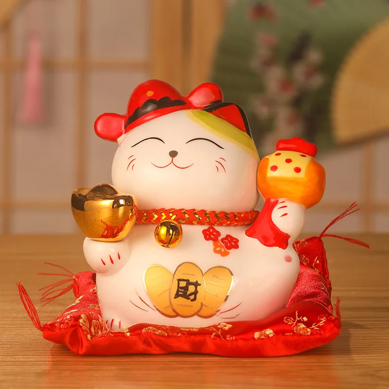 Katze Glück Glück Figur Statue Keramik Chinesische Maneki Neko Figuren Dekor Winken Schwert Merch Online Arm Auto Geld Japanisch