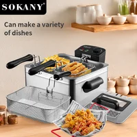 Houselin Electric Deep Fryer,Temperature Control, View Window, Professional Style,2000Watts,Three Frying Baskets,Stainless Steel 1