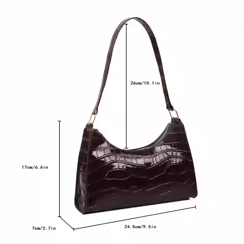 Alligator Pattern PU Leather Handbag - Womens Small Armpit Messenger Bag