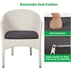 Outdoor Dining Rattan Chairs,White Wicker Chair with Soft Cushion,1 PC Rattan Weave Wicker Fallow Armchair 6