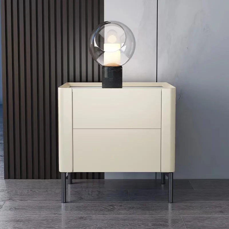 

XK Complete Stone Plate Paint Solid Wood Bedside Cabinet Simple Modern Light Luxury Bedroom Dark Gray Bedside Cabinet