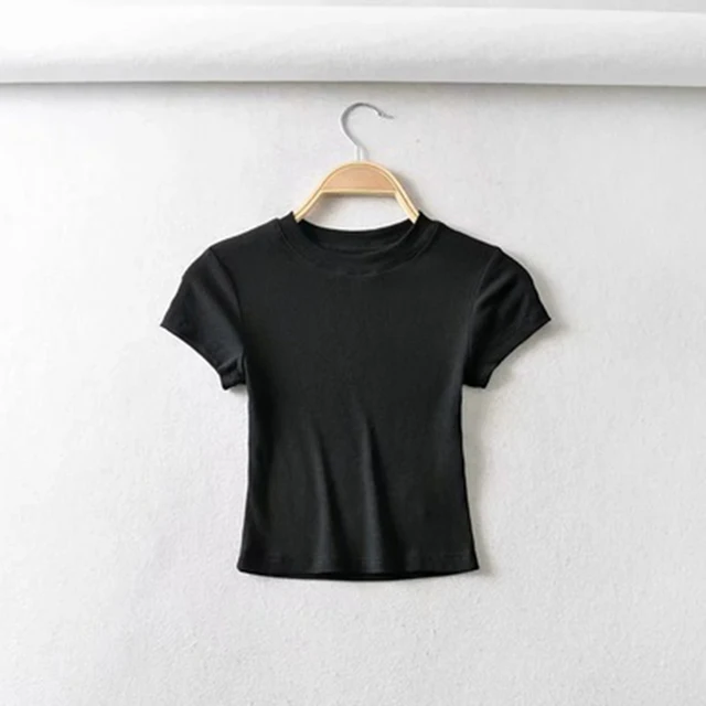 plain black crop top