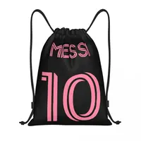 Custom Pink Messis 10 Soccer Drawstring Bag Men Women Lightweight Football Sports Gym Storage Backpack 1