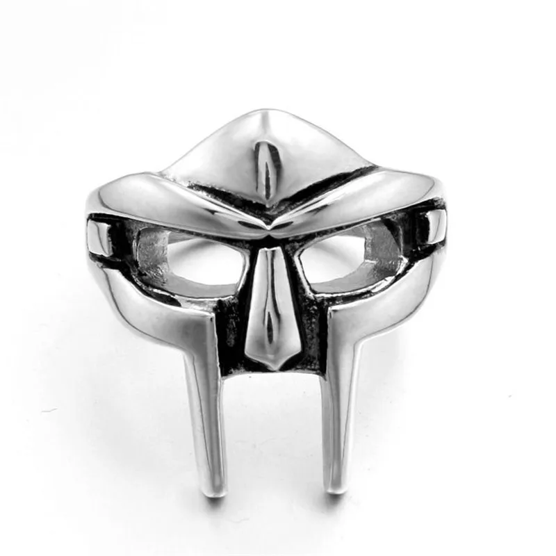 Oly2u Goth Hip Hop Mf Doom Mask Finger Rings for Men Gladiator Punk Egyptian Pharaoh Male Ring Retro Jewelry Party Accessories