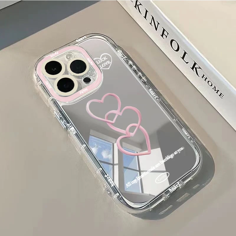 Vibrant Love Heart Mirror Phone Case with Creative Design