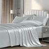 Mulberry Silk Bed Sheet Set with Fitted Sheet Flat Sheets Pillowcase Luxury Solid Color Bedding Sets Wrinkle-Free Antiallergic 3