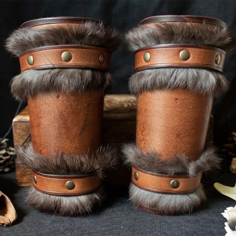 Cosplay Gloves 1Pcs Medieval Viking Style Arm Gauntlets PU Leather Armor Bracer Men Samurai Knight Wristband