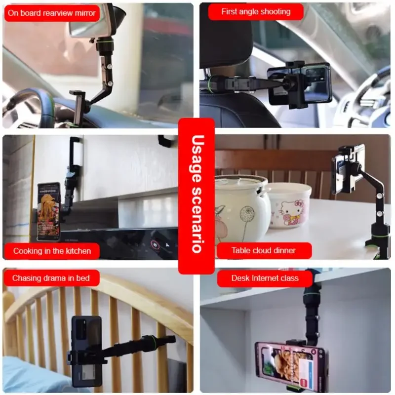 Supporto per telefono da auto multifunzionale 360 ° Accessori per auto con supporto GPS per staffa per clip per appendere il sedile dello specchietto retrovisore automatico ruotabile - immagine 5