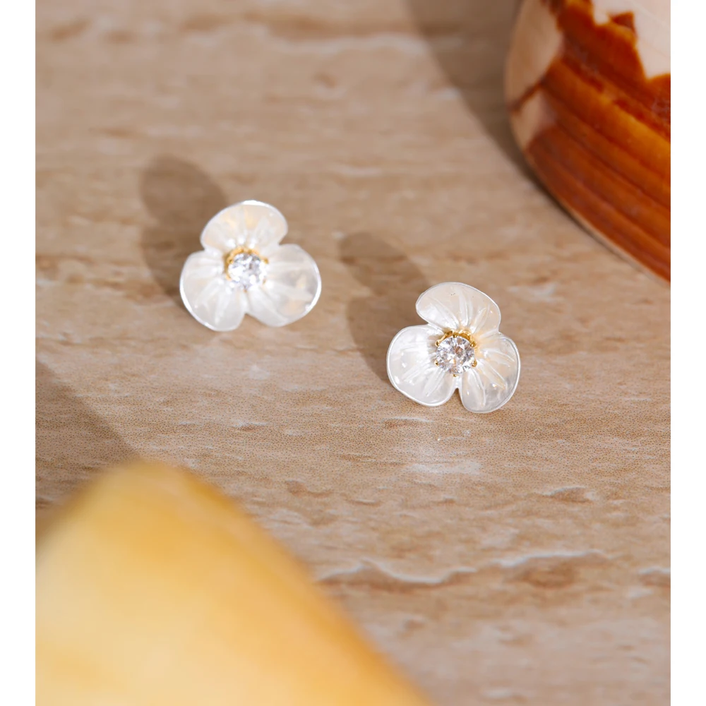 Yhpup Resin Zirconia Earrings for Women Stainless Steel