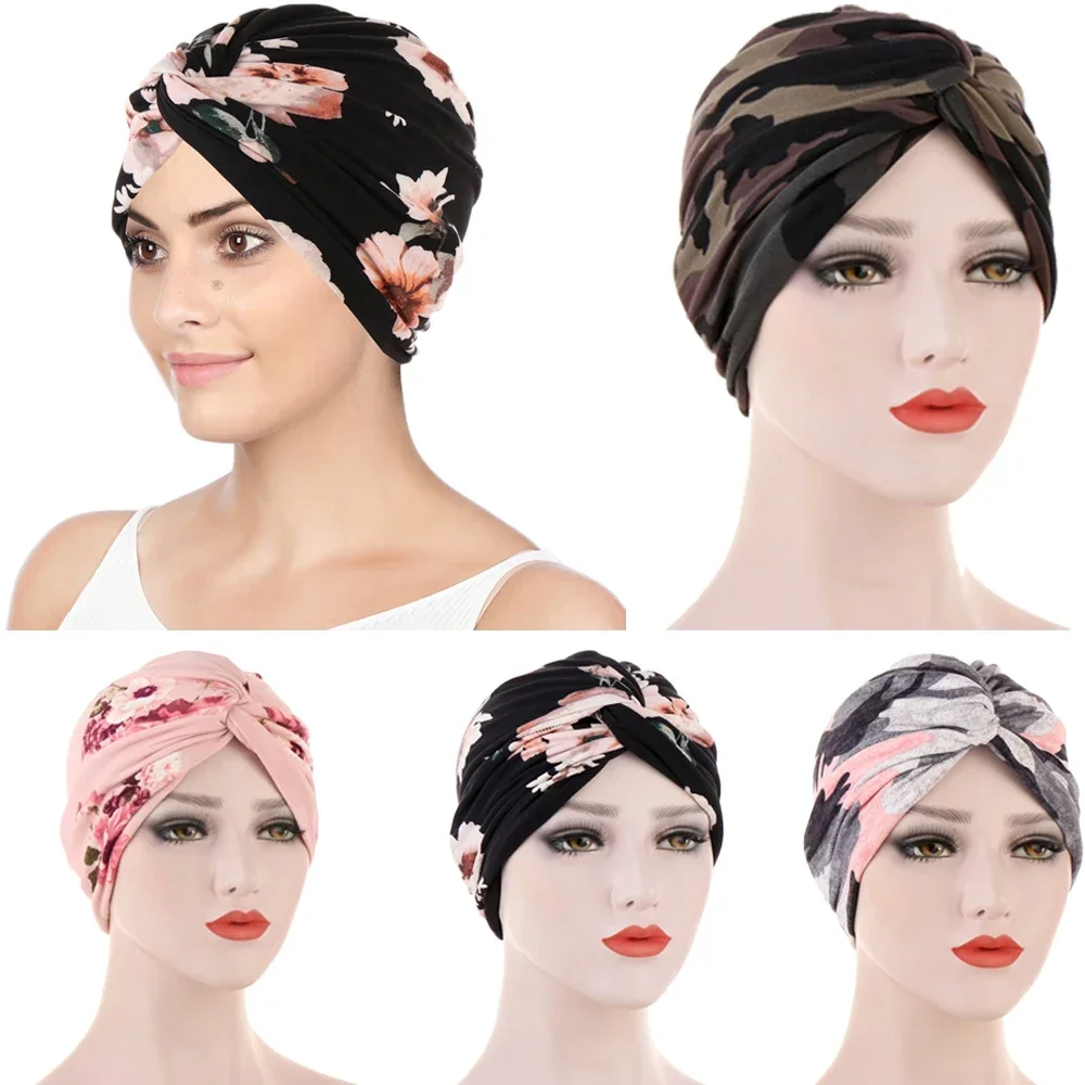 Muslim Women Twist Knot Chemo Cap Cancer Hat Turban Hat Bonnet Head Scarf Wrap Indian Hat Beanies Skullies 2024 Arab Islamic Cap 4