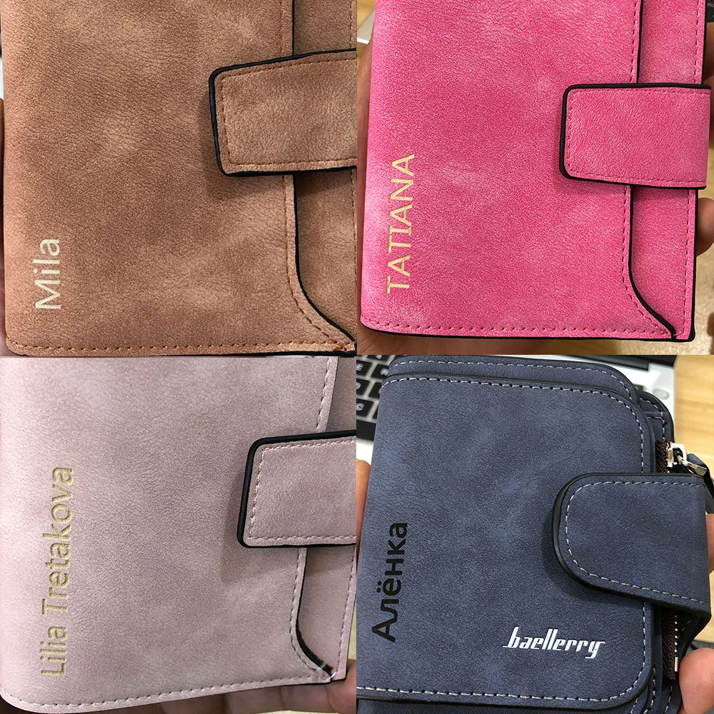 2022 Fashion Women Wallets Free Name Engraving New Small Wallets Zipper PU Leather Quality Female Purse Card Holder Wallet 6