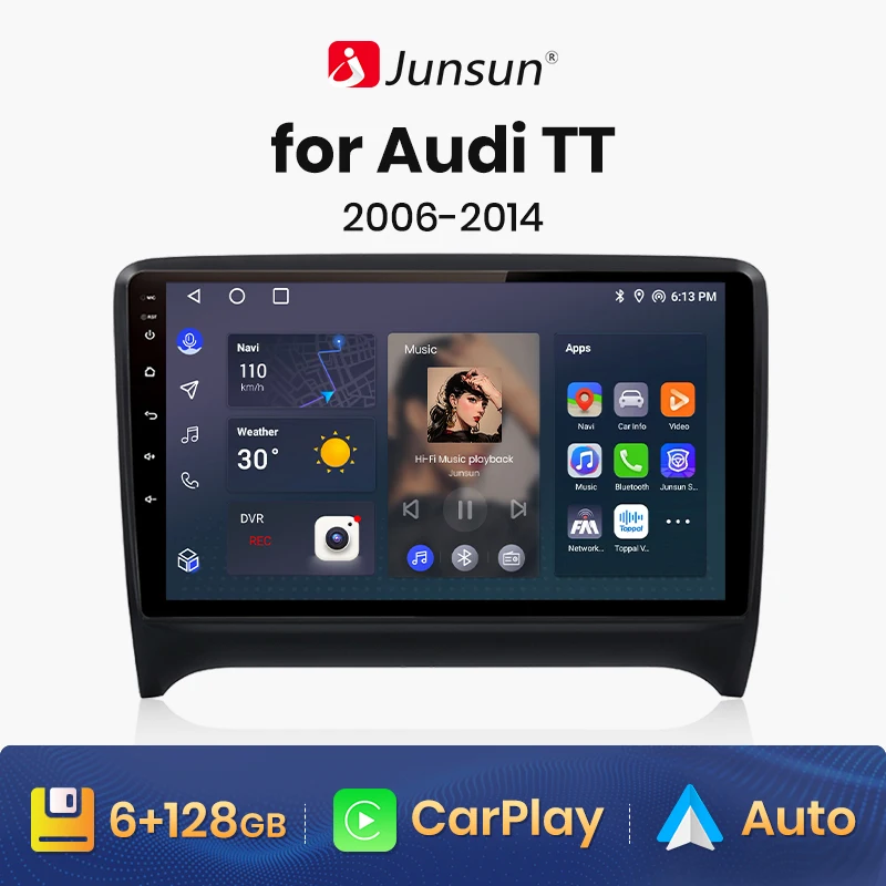Junsun AI Voice 2 din Android Auto Radio for Audi TT MK2 8J 2006 2007  2008-2012 Carplay Car Multimedia RDS GPS No 2din autoradio,for Audi
