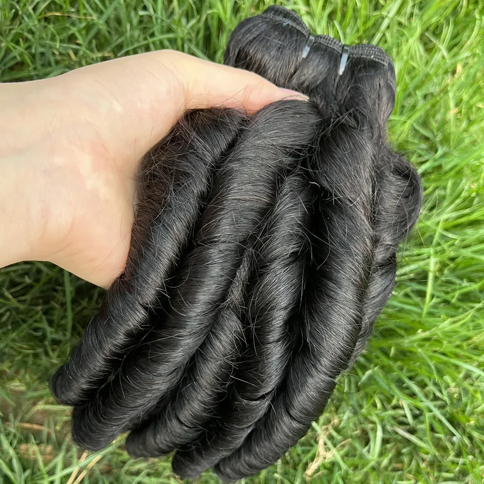 14-24 Inches Funmi Loose Wave Pixie Curly Human Hair Bundles Burmese Curly Hair Bundles Human Hair Raw Virgin Hair 1/3/4 PC 4