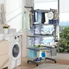 5 Tier Clothes Drying Rack Oversized, Foldable& Adjustable Height Rolling Clothes Rack Stainless Steel with 4 Castor 3