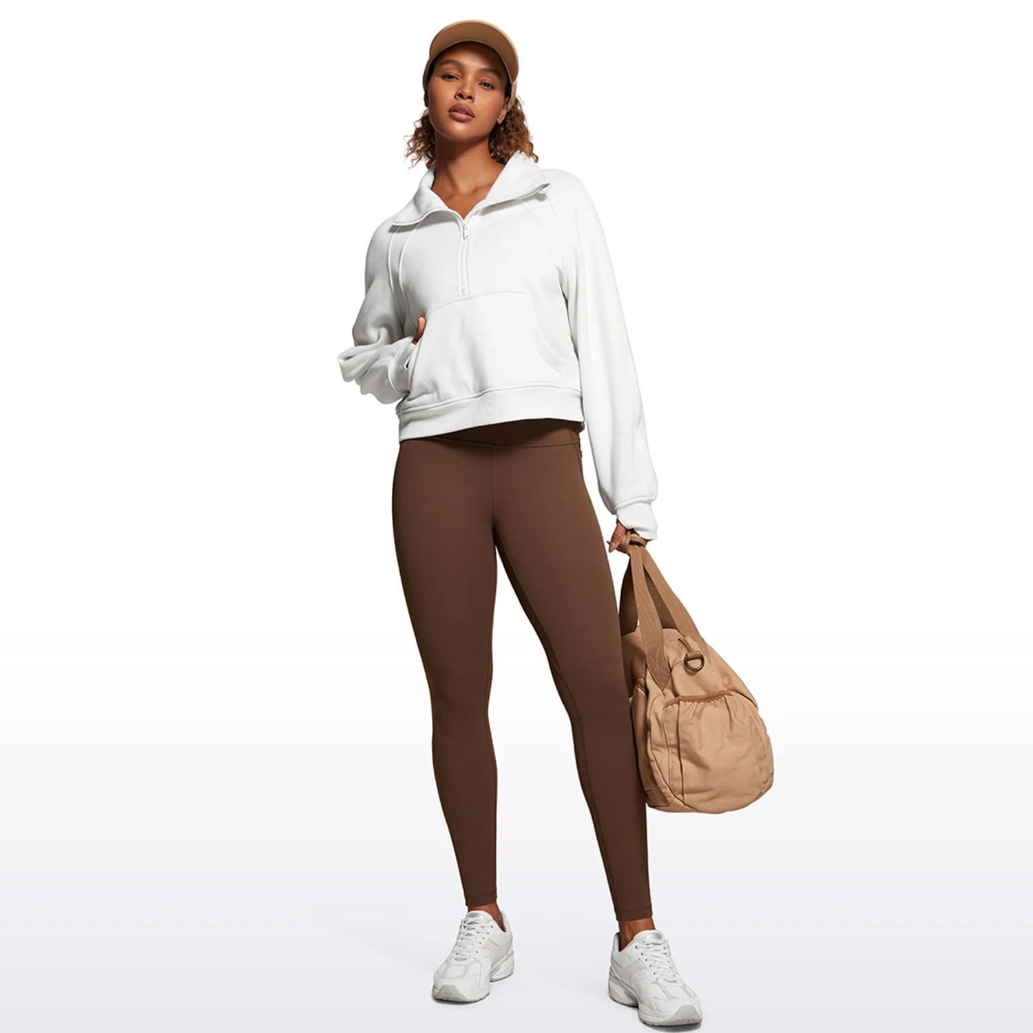 CRZ YOGA Womens Butterluxe Workout Leggings 28 Inches - High Waisted Gym Yoga Pants with Pockets Running Buttery Soft