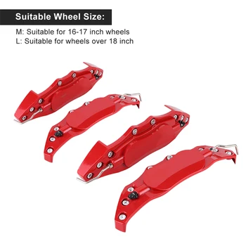 16–18in Universal Brake Caliper Covers, CNC Aluminum Alloy, Red, High-Temp Resistant, 2Pcs