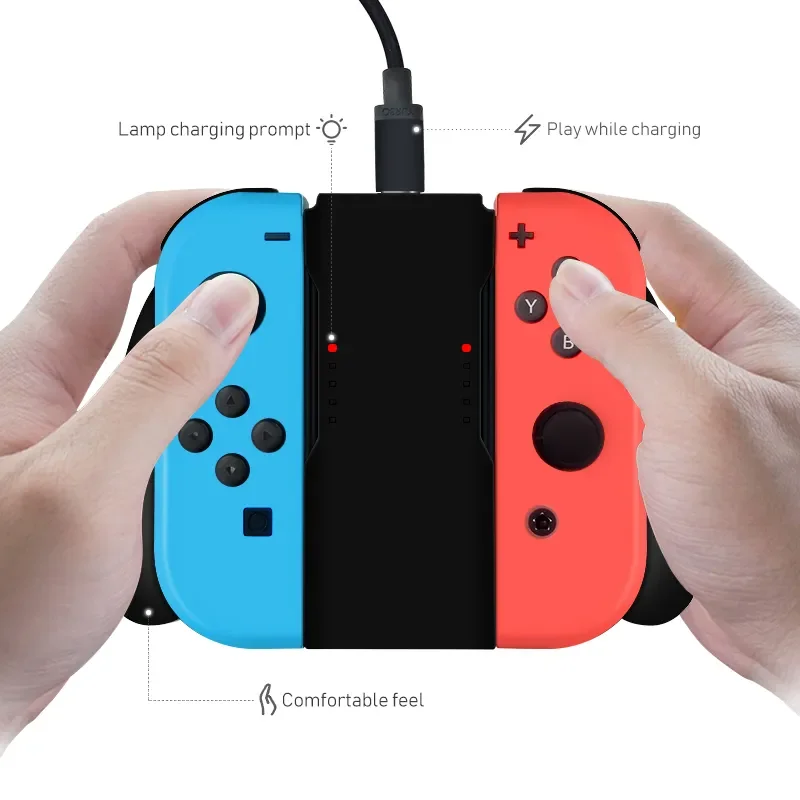 【No-profit】 DATA FROG Grip Handle Charging Dock Station Charger Chargeable Stand For Nintendo Switch OLED Joy Pad Handle Controller Charger.