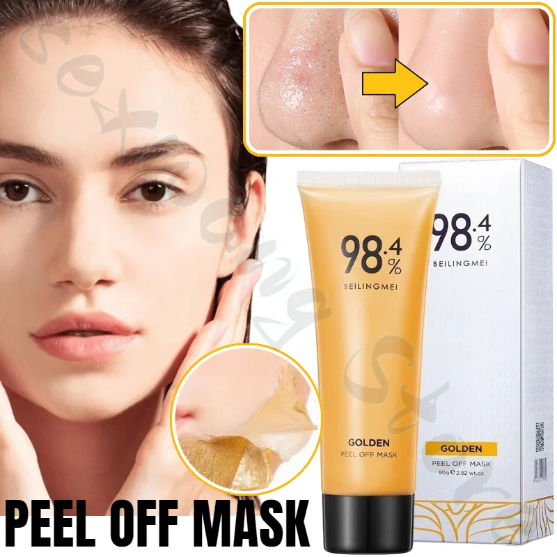 80g Gold Foil Peel-Off Mask Peel Off Anti-Wrinkle Face Mask 98% golden Mask Facial For Deeply Cleans Skin Care